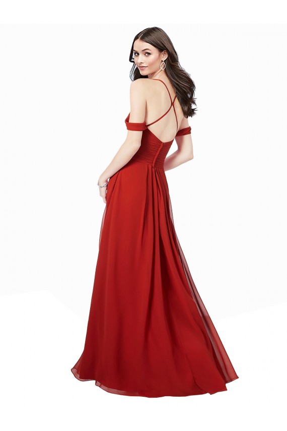 A-Line Sweetheart Soft Chiffon Long Dark Red Bridesmaid Dress Barrie