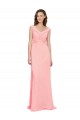 A-Line V-Neck Soft Chiffon Long Salmon Bridesmaid Dress Barrie