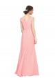A-Line V-Neck Soft Chiffon Long Salmon Bridesmaid Dress Barrie