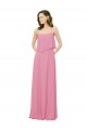 A-Line Spaghetti Straps Soft Chiffon Long Skin Pink Bridesmaid Dress Barrie