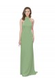 A-Line High Neck Soft Chiffon Long Seagrass Formal Dress / Bridesmaid Dress Barrie