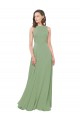 A-Line High Neck Soft Chiffon Long Seagrass Bridesmaid Dress Barrie