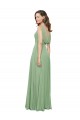 A-Line High Neck Soft Chiffon Long Seagrass Bridesmaid Dress Barrie