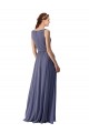 A-Line V-Neck Soft Chiffon Long Silver Stone Bridesmaid Dress Barrie