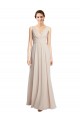 A-Line V-Neck Soft Chiffon Long Cream Pink Formal Dress / Bridesmaid Dress Barrie