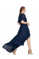 A-Line V-Neck Soft Chiffon Long Dark Navy Bridesmaid Dress / Formal Dress Barrie