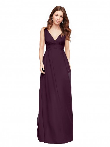 A-Line V-Neck Chiffon Long Grape Bridesmaid Dress / Evening Gowns Barrie