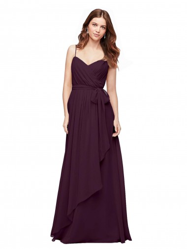 A-Line V-Neck Soft Chiffon Long Grape Bridesmaid Dress / Formal Dress Barrie