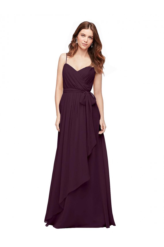 A-Line V-Neck Soft Chiffon Long Grape Bridesmaid Dress / Formal Dress Barrie