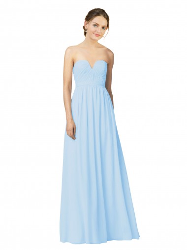 A-Line Strapless Soft Chiffon Long Light Sky Blue Formal Dress / Bridesmaid Dress Barrie
