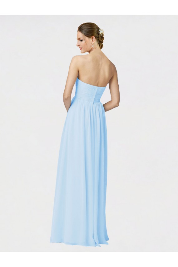 A-Line Strapless Soft Chiffon Long Light Sky Blue Formal Dress / Bridesmaid Dress Barrie
