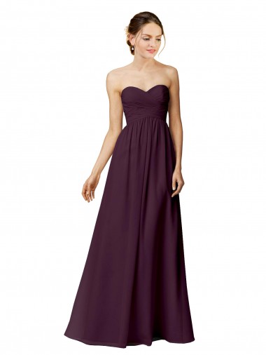 A-Line Strapless Chiffon Long Grape Bridesmaid Dress / Evening Dress Barrie