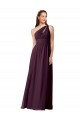 A-Line One Shoulder Chiffon Long Floor Length Grape Bridesmaid Dress Barrie