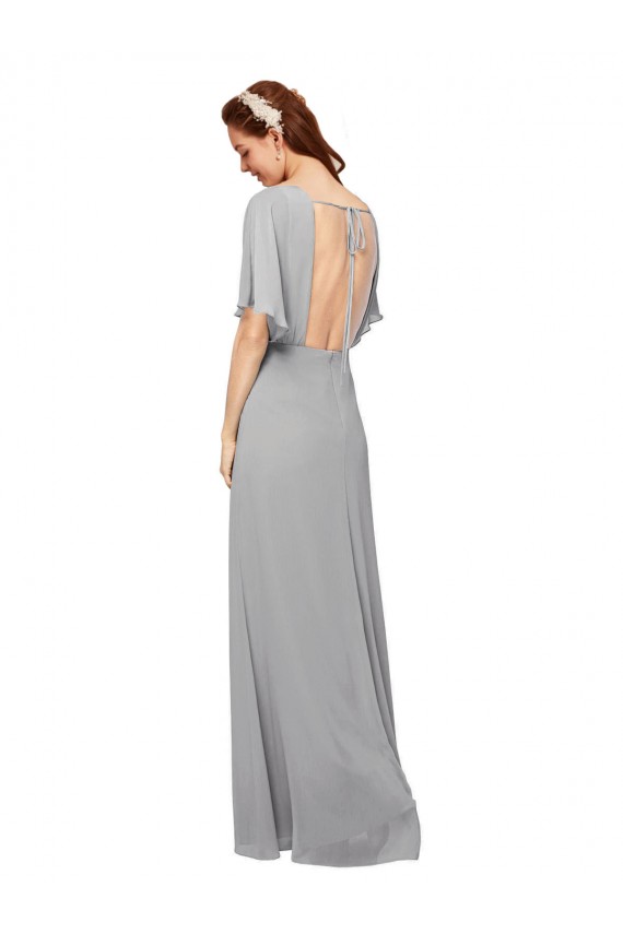 A-Line V-Neck Chiffon Long Royal Blue Bridesmaid Dress / Evening Gowns Barrie