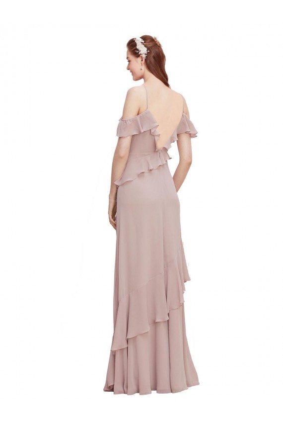 A-Line V-Neck Chiffon Long Dark Navy Formal Dresses / Bridesmaid Dresses Barrie