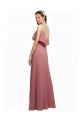 A-Line Scoop Neck Chiffon Long Floor Length Dark Navy Bridesmaid Dress Barrie