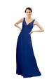 A-Line V-Neck Chiffon Long Floor Length Royal Blue Bridesmaid Dress Barrie