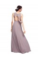 A-Line V-Neck Chiffon Long Dark Navy Wedding Guest Dress Barrie