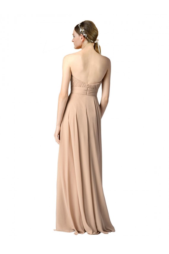A-Line Strapless Soft Chiffon Long Dark Navy Evening Dress / Bridesmaid Dress Barrie