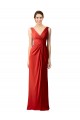 Sheath V-Neck Soft Chiffon Long Red Bridesmaid Dress Barrie