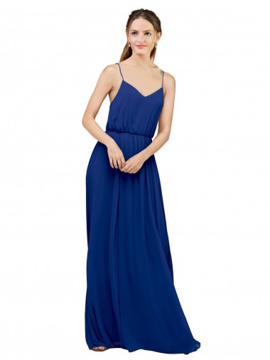 A-Line Sweetheart Chiffon Long Royal Blue Bridesmaid Dress / Evening Dress Barrie
