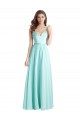 A-Line V-Neck Soft Chiffon & Satin Long Waterfall Bridesmaid Dress Barrie