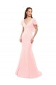 Mermaid V-Neck Soft Chiffon Long Pink Bridesmaid Dress Barrie