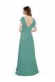 A-Line V-Neck Soft Chiffon Long Icelandic Silver Formal Dress / Bridesmaid Dress Barrie