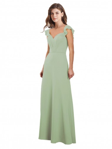 A-Line Sweetheart Soft Chiffon Long Smoke Green Bridesmaid Dress / Formal Dress Barrie
