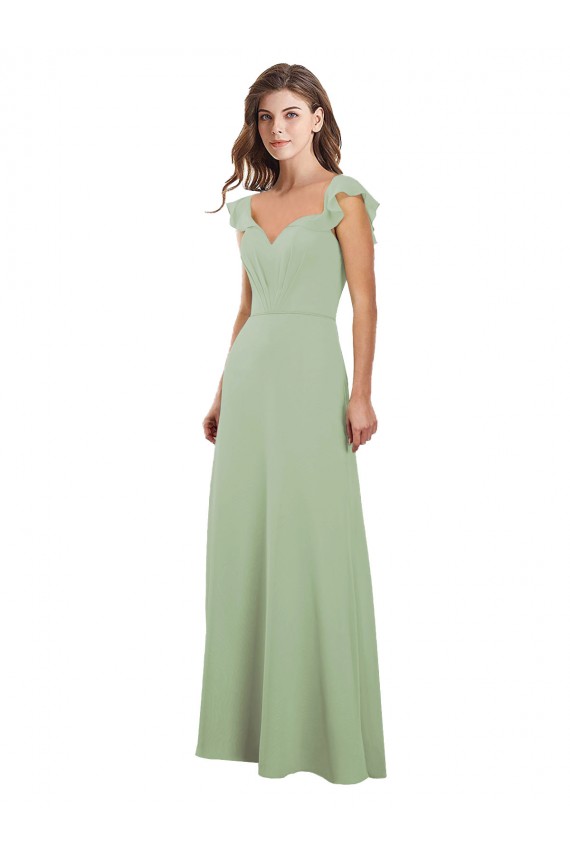 A-Line Sweetheart Soft Chiffon Long Smoke Green Bridesmaid Dress / Formal Dress Barrie
