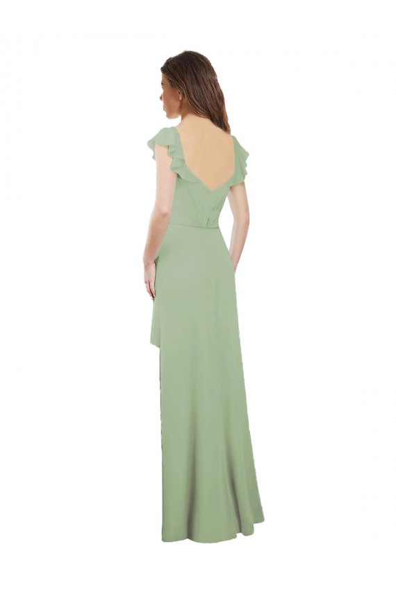 A-Line Sweetheart Soft Chiffon Long Smoke Green Bridesmaid Dress / Formal Dress Barrie