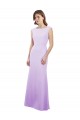 Column Round Neck Soft Chiffon Long Lilac Bridesmaid Dress Barrie
