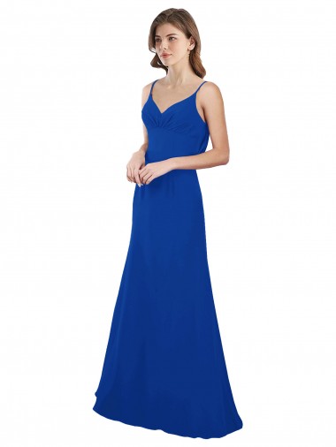 A-Line Sweetheart Soft Chiffon Long Royal Blue Evening Dress / Bridesmaid Dress Barrie