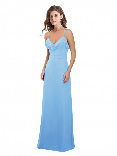 A-Line Sweetheart Soft Chiffon Long Periwinkle Bridesmaid Dress Barrie