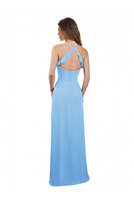 A-Line Sweetheart Soft Chiffon Long Periwinkle Bridesmaid Dress Barrie