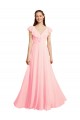 A-Line V-Neck Chiffon Long Pink Bridesmaid Dress / Evening Gowns Barrie