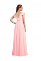 A-Line V-Neck Chiffon Long Pink Bridesmaid Dress / Evening Gowns Barrie