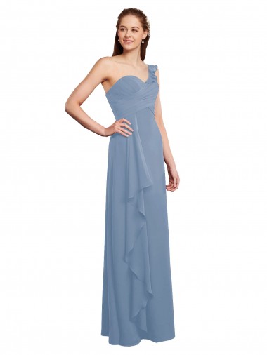 A-Line Sweetheart Chiffon Long Dusty Blue Formal Dress / Bridesmaid Dress Barrie