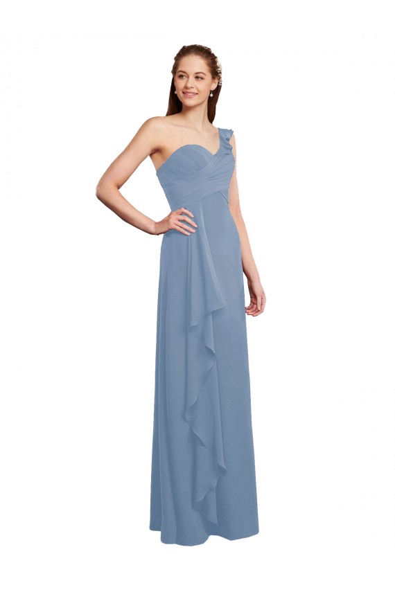 A-Line Sweetheart Chiffon Long Dusty Blue Formal Dress / Bridesmaid Dress Barrie