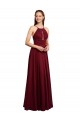 A-Line Halter Neck Chiffon Long Burgundy Bridesmaid Dress / Evening Dress Barrie