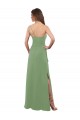 A-Line One Shoulder Soft Chiffon Long Seagrass Bridesmaid Dress Barrie