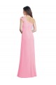 A-Line One Shoulder Soft Chiffon Long Barely Pink Bridesmaid Dress Barrie