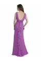 A-Line V-Neck Soft Chiffon Long Dahlia Bridesmaid Dress Barrie
