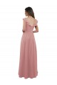A-Line V-Neck Soft Chiffon Long Dusty Pink Bridesmaid Dress Barrie
