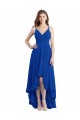 A-Line Spaghetti Straps Soft Chiffon Long Royal Blue High Low Bridesmaid Dress Barrie