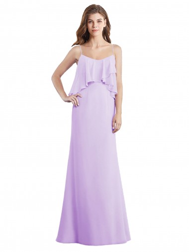 A-Line Scoop Neck Chiffon Long Lilac Bridesmaid Dress / Evening Dress Barrie