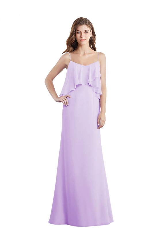 A-Line Scoop Neck Chiffon Long Lilac Bridesmaid Dress / Evening Dress Barrie