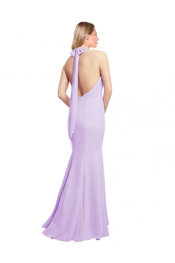 Mermaid Halter Neck Soft Chiffon Long Burgundy Bridesmaid Dress Barrie