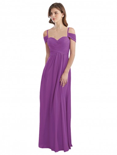 A-Line Sweetheart Soft Chiffon Long Dahlia Bridesmaid Dress Barrie