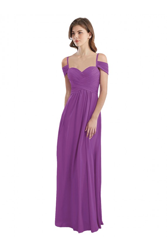 A-Line Sweetheart Soft Chiffon Long Dahlia Bridesmaid Dress Barrie